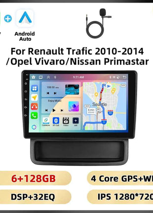 Podofo 10.1'' 8Core Car Audio For Renault Trafic 2010-2014/ Opel Vivaro/Nissan Primastar Carplay Android Auto Qualcomm DSP RDS