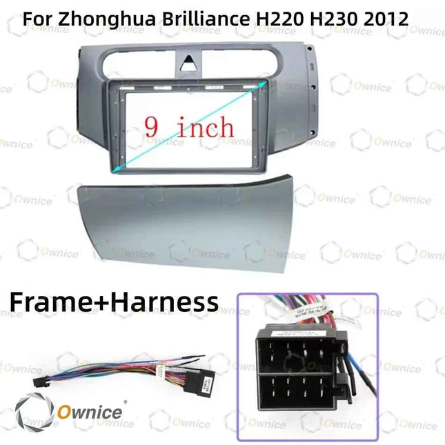 Cornice Radio Android Ownice 9 Pollici Quadlock per Auto Brilliance H220 H230, Pannello Stereo 2DIN con Cablaggio 16PIN e Box Canbus