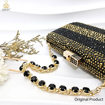 QSGFC Scarpe con tacco alto da donna di alta qualità, set di scarpe e borsa nere e oro, suola resistente, design italiano alla moda per matrimoni in Nigeria
