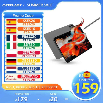 Teclast Artpad Pro Tablet 12.7'' 2176X1600 UHD Helio G99 Android 15 Max. 20Gb RAM 256Gb ROM 4G LTE Dual SIM 10000mAh Ricarica Rapida 30W AI Hyper Audio Pulsante Intelligente