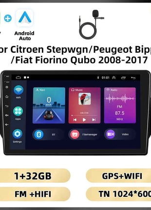 Podofo 2Din 8 + 128G Car Radio For Citroen Nemo/Peugeot Bipper/Fiat Fiorino Qubo 2008-2017 Android Auto Carplay GPS RDS Car Stereo