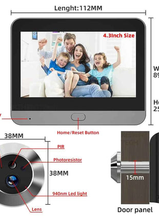 Tuya Smart 3MP 140° Ampio Angolo di Visione Mini Spioncino Digitale Eye Viewer WiFi IR Rilevamento PIR Campanello Videocamera per porte Alexa Google