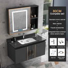 Bathroom Vanity Cabinet Set with Integrated Ceramic Sink Drain Accessories Wall Mounted Aluminum Storage Cabinet Mirror Combo