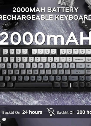 ATTACK SHARK M75 Wireless Membrane Gaming Keyboard with Knob&OLED Display Bluetooth/2.4Ghz Rainbow Backlit Gradient PBT Keycaps