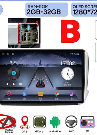 Android 16 GPS Navigation For Peugeot 2008 208 Series 2012 - 2018 Carplay Car Radio Multimedia Player Stereo Video BT 2k Screen