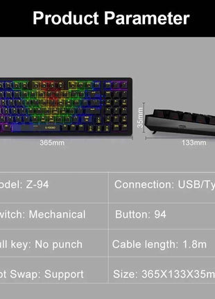E-YOOSO Z94 USB Mechanical Gaming Keyboard Wired Monochrome Backlit 94 Key Russian Brazilian Portuguese for Compute Laptop PC