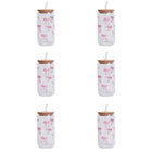 Set Bicchieri in Vetro con Fiocco Coperchio e Cannuccia per Casa Picnic Colazione e Feste