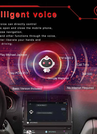 Podofo 1Din 7 ''Car Multimedia Player 8 + 128G 8Core Car Radio Carplay Android Car WIFI GPS Navigation Retractable Screen Stereo