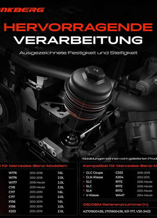 Coperchio del corpo del filtro dell'olio Frankberg 1x per Mercedes-Benz W176 W177 W246 W247 W205 A2701800438 2701800438 921-177 V30-3403