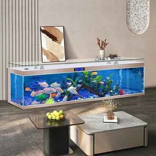cc182l TV Cabinet Fish Tank Tea Table Integrated Aquarium Living Room Home Super White Glass Fish Globe