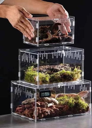 Transparent Acrylic Reptile Terrarium Habitat Box Nano Arboreal Tarantula Enclosure Spider Scorpion Bearded Dragon Habitat