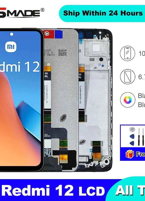 6.79 "IPS Per Xiaomi Redmi 12 LCD 23053RN02I Touch Panel Assemblea di Schermo Digitizer Per Redmi 12 Display 23053RN02Y Sostituire Parti