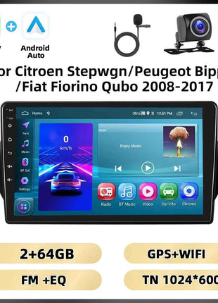 Podofo 2Din 8 + 128G Car Radio For Citroen Nemo/Peugeot Bipper/Fiat Fiorino Qubo 2008-2017 Android Auto Carplay GPS RDS Car Stereo