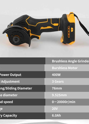 DEWALT DCG438 Smerigliatrice Angolare Brushless 20V 76mm, Sega da Taglio a Batteria 20000RPM 400W per Metallo e Legno, Utensile per Taglio e Lucidatura