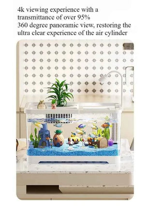 Fish tank household aquarium living room desktop ecological circulation tank filter oxygenation integrated tank with cover