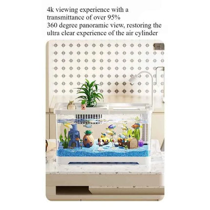 Fish tank household aquarium living room desktop ecological circulation tank filter oxygenation integrated tank with cover