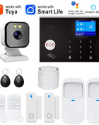 WIFI GSM Home Alarm System Security Alarm Host Anti-theft with Door Gap PIR Motion Sensor Tuya Smart App Control Works with Alexa