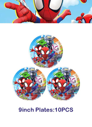 Set Decorazioni per Festa di Compleanno Spidey e Amici, Articoli per la Tavola, Bicchieri, Piatti, Palloncini, Striscione, Sacchetti Regalo, Decorazioni per Torte, Accessori per Bambini