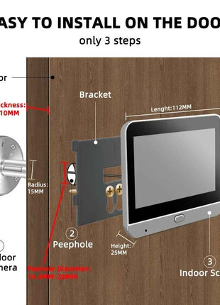 Yuezhe Tuya Telecamera Spioncino Digitale WiFi Mini 3MP con Rilevamento di Movimento a Microonde, Visione Notturna IR e Funzionalità Smart Life