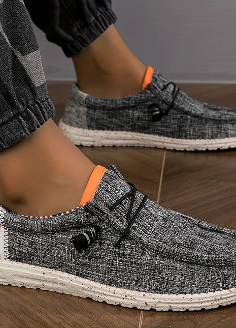 Men's Loafers Canvas Casual Shoes Breathable Comfortable Driving Shoes Vulcanized Flats Men's Walking Shoes