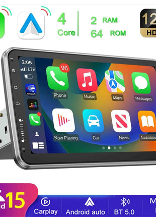 Universal Autoradio MOPECT Android 15 10.1" 360° Touchscreen 1 DIN Wireless CarPlay Android Auto GPS Navi RDS WiFi Mikrofon FM
