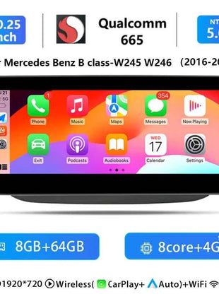 10.25"Wireless Carplay Snapdragon 665 Android 14 Car Radio For Mercedes-benz W246 2011-2018 Multimedia Stereo GPS Navi Screen 4G