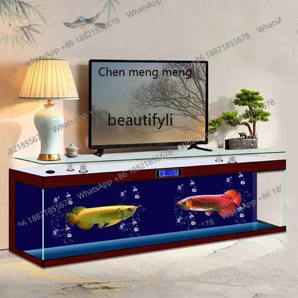 cc182l TV Cabinet Fish Tank Tea Table Integrated Aquarium Living Room Home Super White Glass Fish Globe