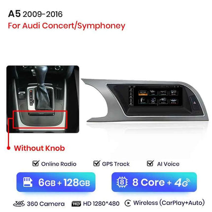 Junsun Bluetooth Wireless Android Auto CarPlay Car Radio Multimedia For Audi A5 2009-2016 4G LTE WiFi GPS Navigation Stereo