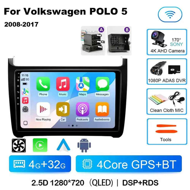 Android 15 For Volkswagen VW POLO 5 Sedan 2008 - 2023 Car Radio Navigation Multimedia Player Carplay Auto Stereo DSP WIFI+4G GPS