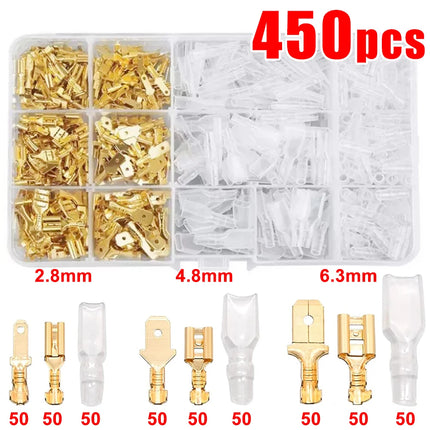 Kit di terminali a crimpare da 2.8/4.8/6.3mm, connettori a forcella maschio/femmina in rame con guaina isolante, scatola di connettori elettrici