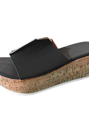 Pantofole con zeppa Scarpe estive per donna Scarpe da spiaggia open toe in pelle Pantofole con plateau Scarpe basse da donna Sandalias De Mujer Verano 2024