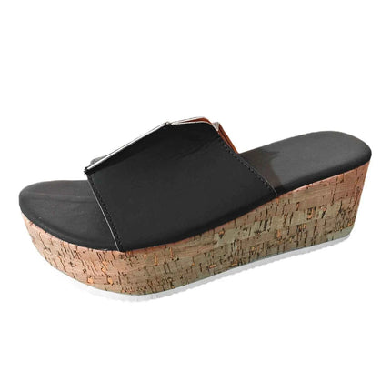 Pantofole con zeppa Scarpe estive per donna Scarpe da spiaggia open toe in pelle Pantofole con plateau Scarpe basse da donna Sandalias De Mujer Verano 2024
