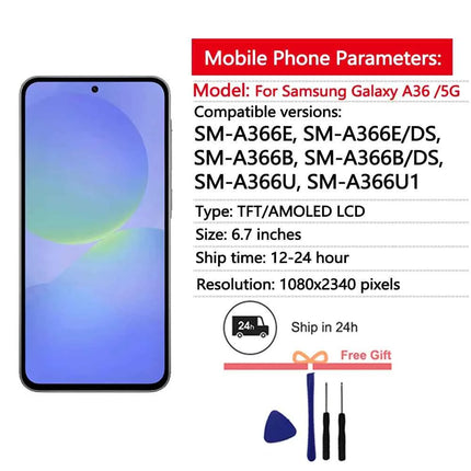 Nuovo Schermo AMOLED per Samsung Galaxy A36, Display LCD con Touch Screen e Digitalizzatore, Assemblaggio Completo per Samsung A36 5G A366E, Ricambio Schermo