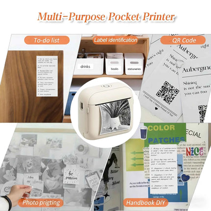 58mm Mini Portable Thermal Printer Wireless Pocket Photo Printer For IOS Android With USB Cable For Photo Sticker Label Printing