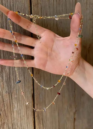 Collana Donna Trendy con Pietre Irregolari Colorate Dopamina, Semplice Catena per Clavicola, Gioielli Moda, Accessori per Feste, Regalo
