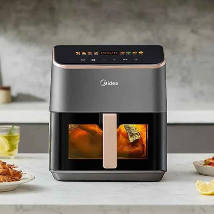 Friggitrice ad Aria Midea Grande Capacità - Finestra Visiva, Senza Girare, Forno Integrato