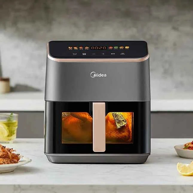 Friggitrice ad Aria Midea Grande Capacità - Finestra Visiva, Senza Girare, Forno Integrato