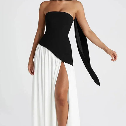 Abiti lunghi senza spalline con spalle scoperte da donna Abiti lunghi eleganti con lacci pieghettati da donna nuovi abiti estivi per feste di compleanno