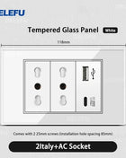 DELEFU Vetro temperato bianco Italia USB TypeC Presa a muro a ricarica rapida Schuko Tuya Wifi Smart Switch Sat TV Tel Campanello Cile
