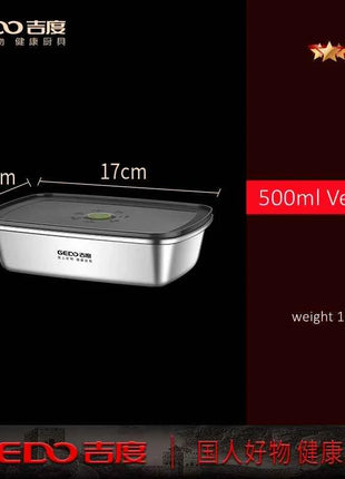 LFGB Certification 304 Stainless Steel Kitchen Food Preservation Box Air Out Slight Vaccum Crisper Well Sealed Seafood Container