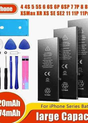 High Capacity Battery For iPhone 4 4S 5 5S 5C SE 2020 6 6S 7 8 SE2 Plus X XR XS 11 Pro Max Mobile Phone Pack New 0 Cycle Seal