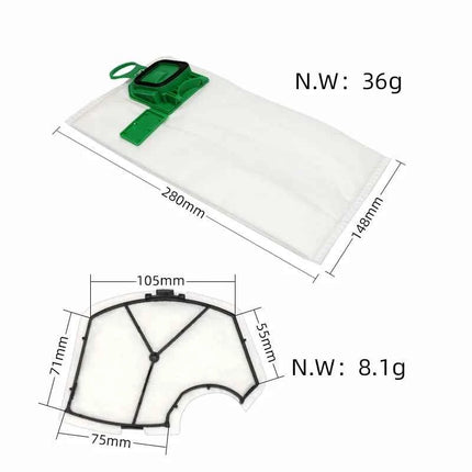 For Vorwerk Kobold VK140 VK150 Upright PF 140/150 Dust Bag Replacement Kit Vacuum Cleaner Spare Accessories