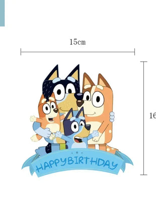 Set Decorativo per Feste a Tema Bluey e Bingo, con Stendibanner, Decorazioni per Torte, Bandierine, Palloncini, Piatti e Bicchieri