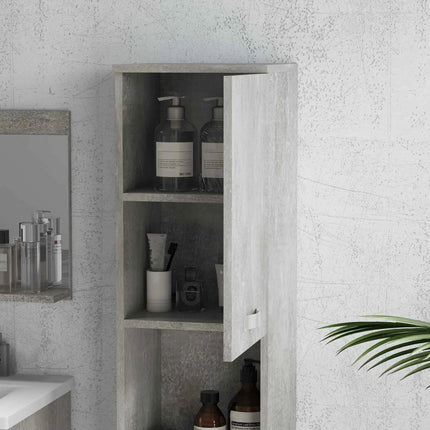 Kleankin 4-Piece Furniture Bathroom Set with 60cm Ceramic Wash Basin, Bathroom Furniture, Wooden Column and Mirror, Grey