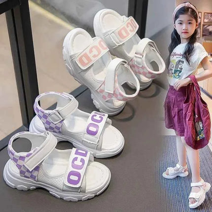 Sandali per bambini Ragazze Estate 2025 nuova moda scarpe da spiaggia per ragazze con suola morbida CuHK sandali sportivi antiscivolo per bambini
