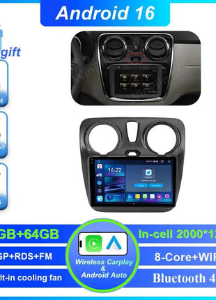 Android 16 Car For Renault Dokker Lodgy Dacia 2012 - 2020 Auto Radio Multimedia Player Android Auto Carplay Navigation GPS Wifi