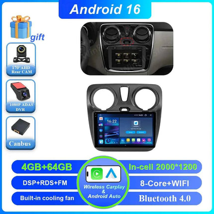 Android 16 Car For Renault Dokker Lodgy Dacia 2012 - 2020 Auto Radio Multimedia Player Android Auto Carplay Navigation GPS Wifi