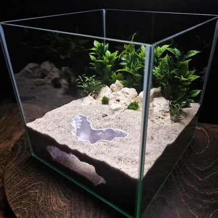 3D Printed Underground Cave Hideout Multi-use for Reptiles Gecko Lizard & Aquatic Pets Fish Shrimp Tank Terrarium Decor