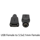 Presa Jack femmina 1/2/5Pcs 5.5*2.1mm A USB 2.0 tipo A spina maschio connettore cc adattatore per spine di alimentazione 5V per Laptop