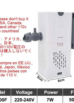 Aquarium Filter Pump Fish Tank Submersible Silent Air Oxygen Aerator Internal Water Pump Aquarium Air Pump Wave Maker 220v